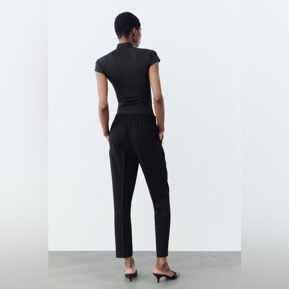 Zara Black BUTTONED STRAIGHT LEG PANTS Size Small - Picture 6 of 12